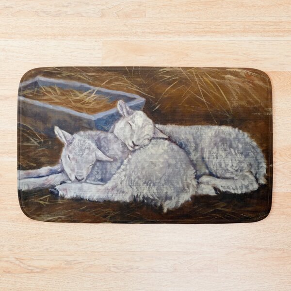 Item preview, Sleeping sheep and stone manger designed and sold by Ruth Ann Ventrello.