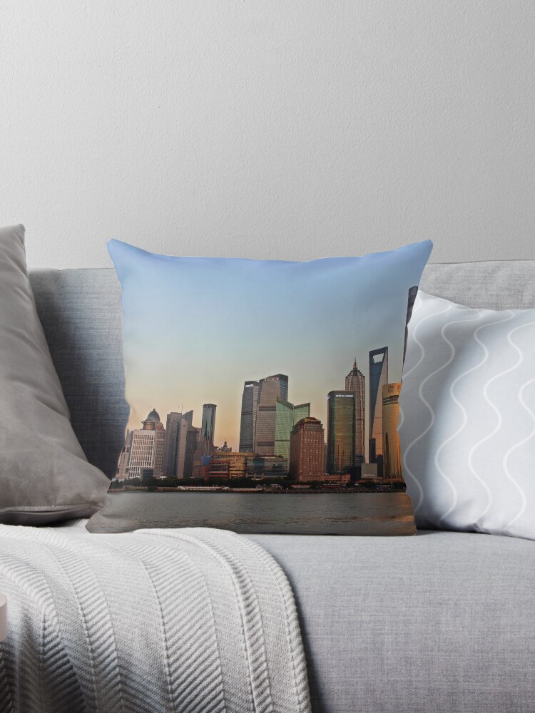 Pudong Skyline Shanghai China Throw Pillow By Laotou Redbubble