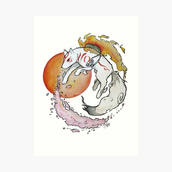 Okami Amaterasu Flower Trail Solar Flare Matte Art Print 