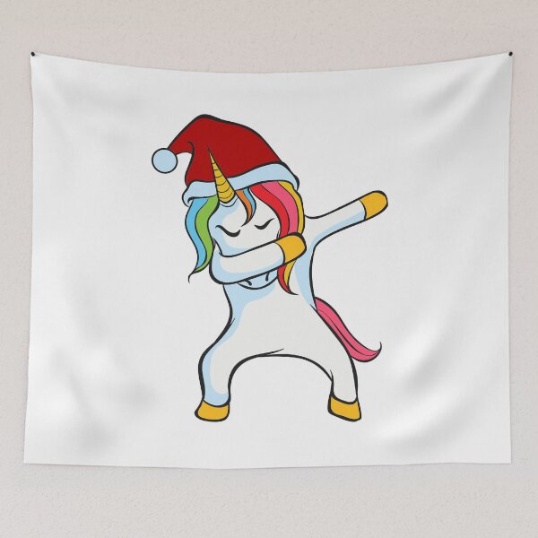Item preview, Dabbing Unicorn With Christmas Hat designed and sold by artistraft.