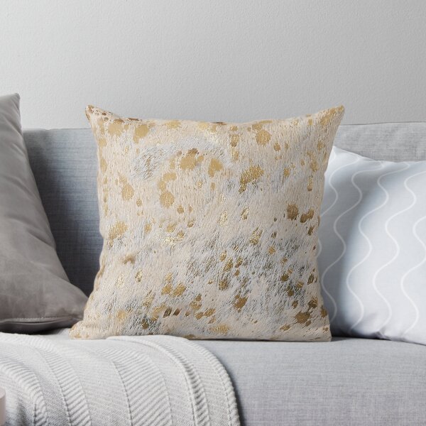Gold Metallic Cowhide Print | Texture Throw Pillow