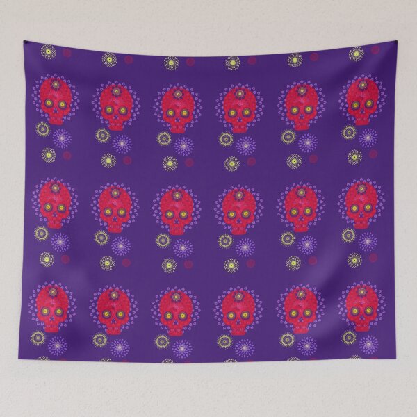 Item preview, Red flowered skull designed and sold by FerretSteph.