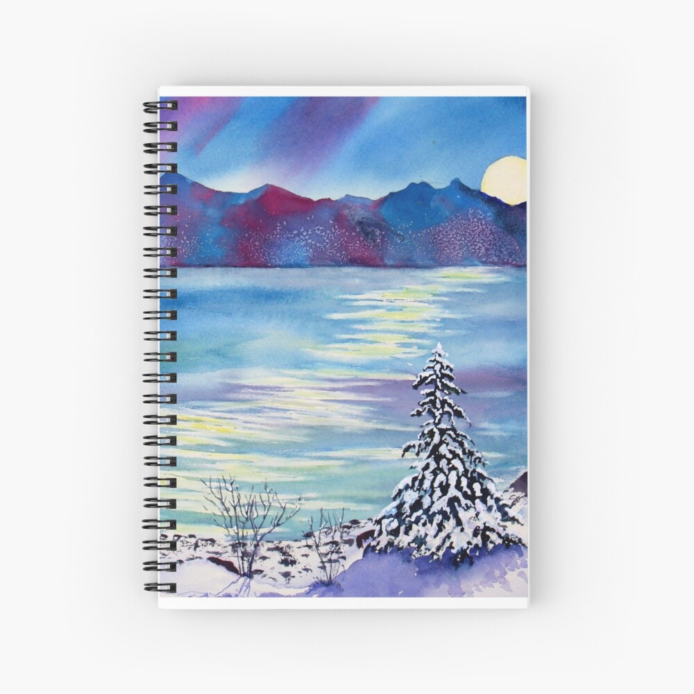Tahoe Winter Moonlight Magic Spiral Notebook