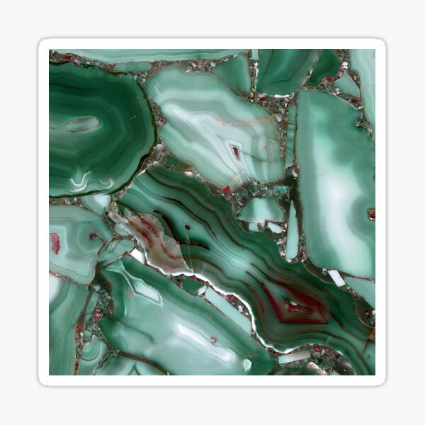 Trend Green Faux Malachite Marble Sticker