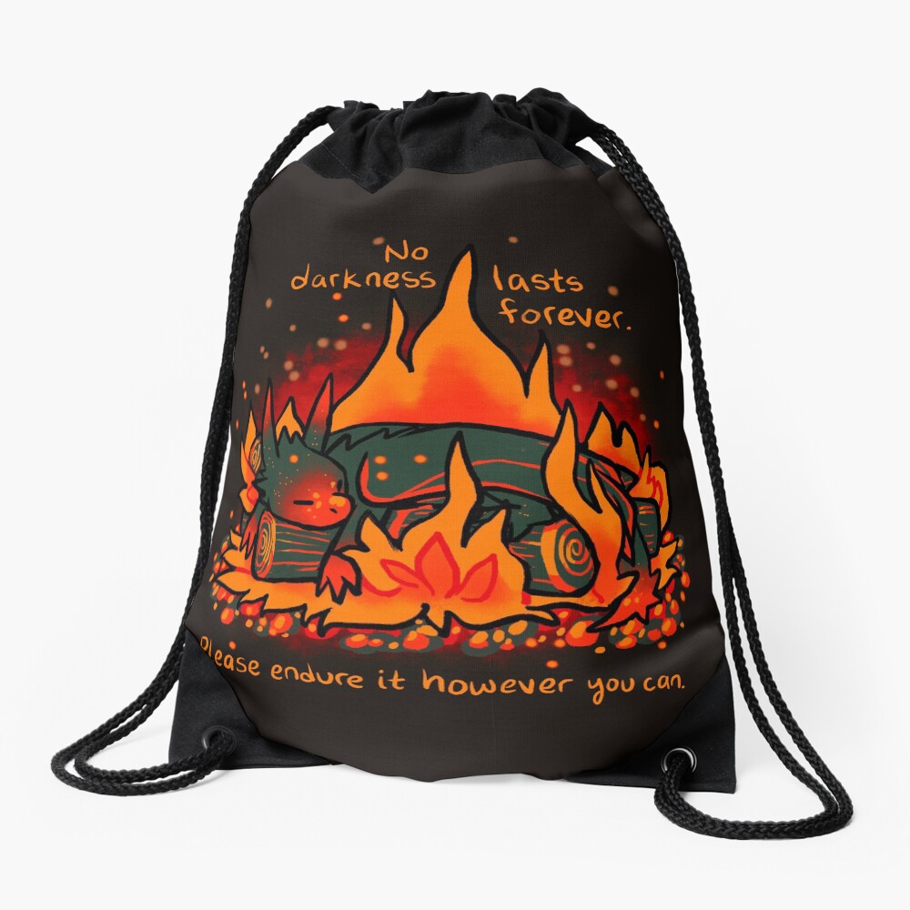 "No Darkness Lasts Forever" Campfire Dragon Drawstring Bag