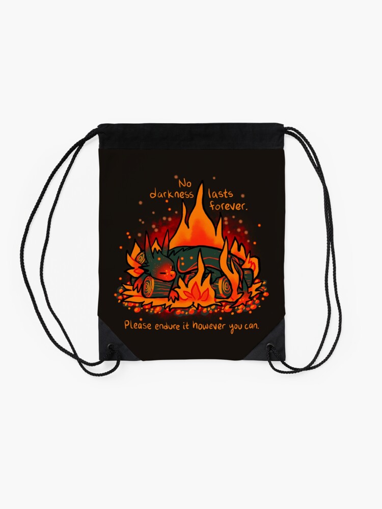 Alternate view of "No Darkness Lasts Forever" Campfire Dragon Drawstring Bag