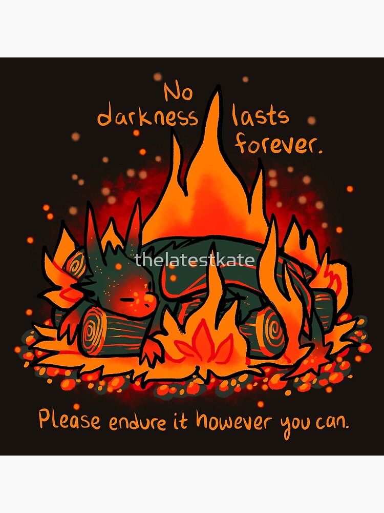 "No Darkness Lasts Forever" Campfire Dragon by thelatestkate