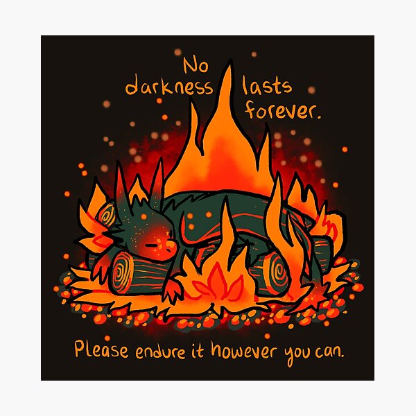 "No Darkness Lasts Forever" Campfire Dragon Photographic Print