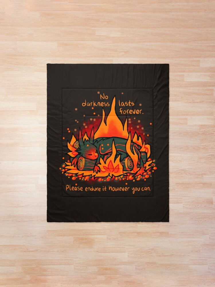 Alternate view of "No Darkness Lasts Forever" Campfire Dragon Comforter