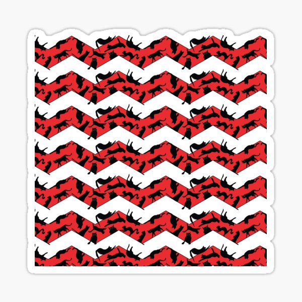 Red Christmas chevron pattern with black cats. Christmas gift Sticker