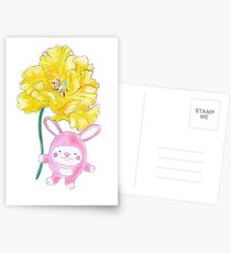 Bunny Pink with Yellow Peonia Postcards