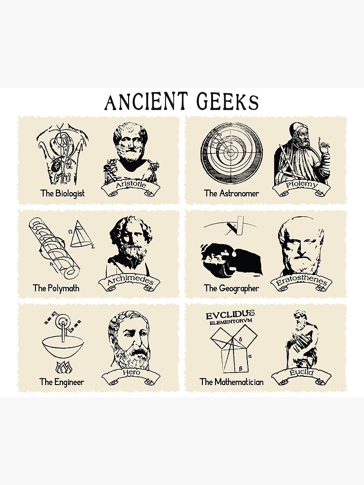 Disover Ancient Geeks - Archimedes, Aristotle, Euclid etc Premium Matte Vertical Poster