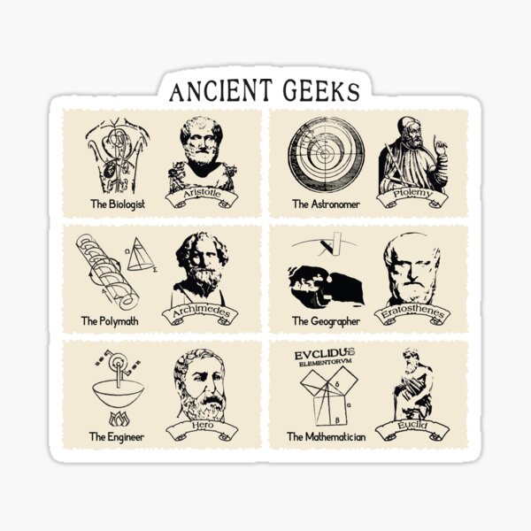 Ancient Geeks - Archimedes, Aristotle, Euclid etc Sticker