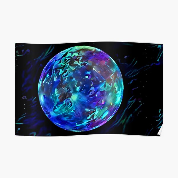 Blacklight Aqua Exo Planet Poster