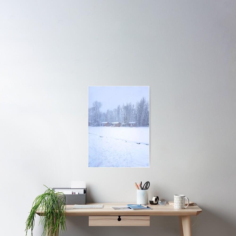 Winter Camp - cabins in the snow Poster