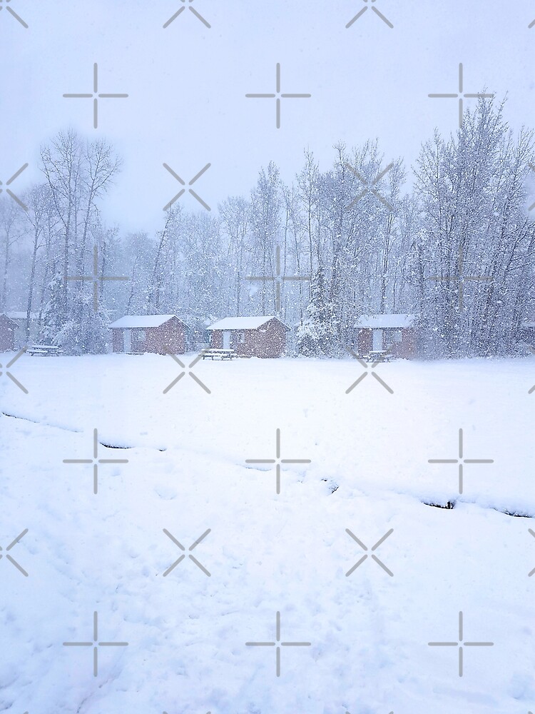 Winter Camp - cabins in the snow by EmilyBickell