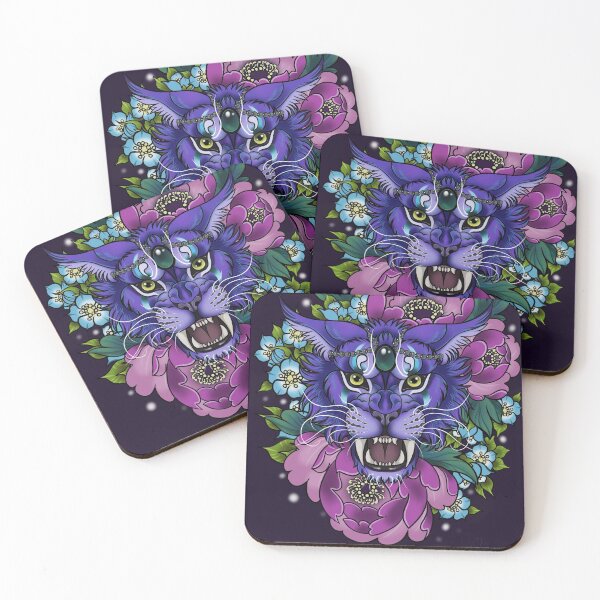 Item preview, Night elf druid cat portrait with flowers  designed and sold by katmewkitty.