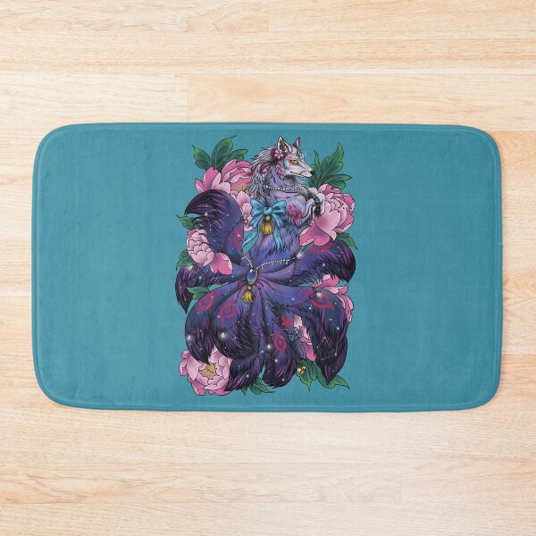 Item preview, Cosmic Japanese Kitsune with Peonies designed and sold by katmewkitty.