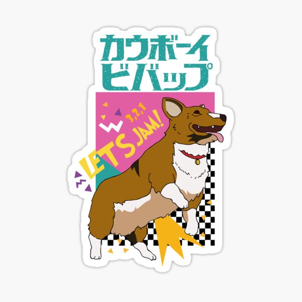Let's Jam! Cowboy Bebop Corgi Pegatina