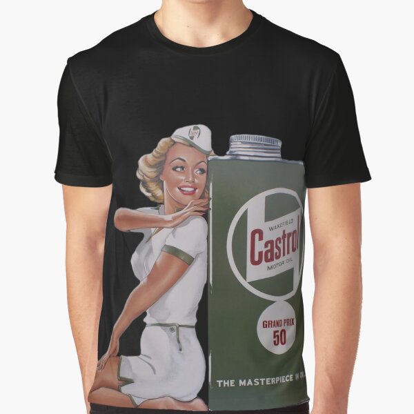 Castrol Vintage Pinup Retro Logo Shirt Grafik T-Shirt