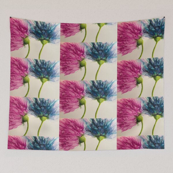 Item preview, A pair of vibrant wind blown alcohol ink flowers.  designed and sold by Gill Barrett Art.