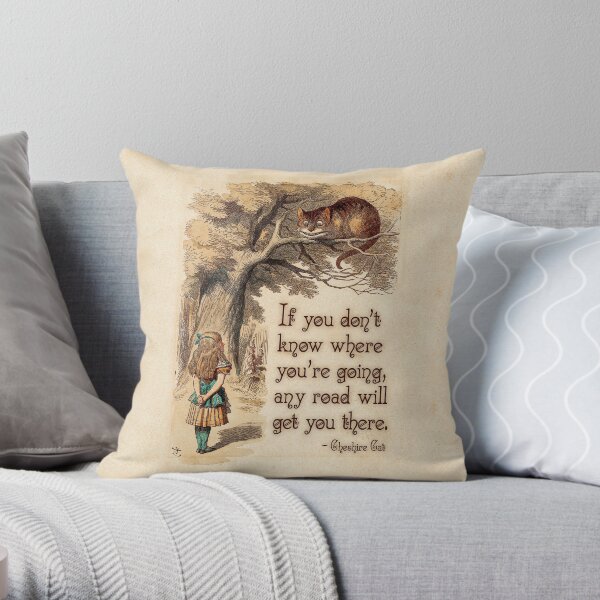 Alice in Wonderland Quote - We're All Mad Here - Cheshire Cat Quote - 0237 Throw Pillow
