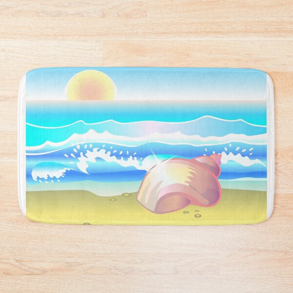 Item preview, Seashell on the sand against the background of the sea surf and the setting sun designed and sold by DisaAnna.