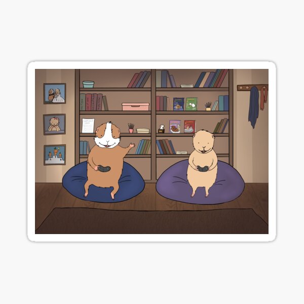 Item preview, Two guinea pigs playing video game designed and sold by mondesign26.