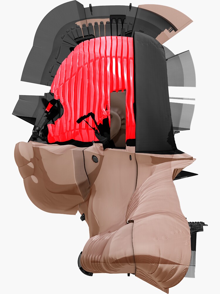 DISPLACEMIND II 12|2016 Grey - Sticker (Cyberpunk Displacement 3D-Render Digital Art) von nenART-Official