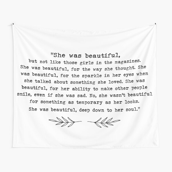 "She Was Beautiful" | Quote from F. Scott Fitzgerald | Leaf Design Tapestry