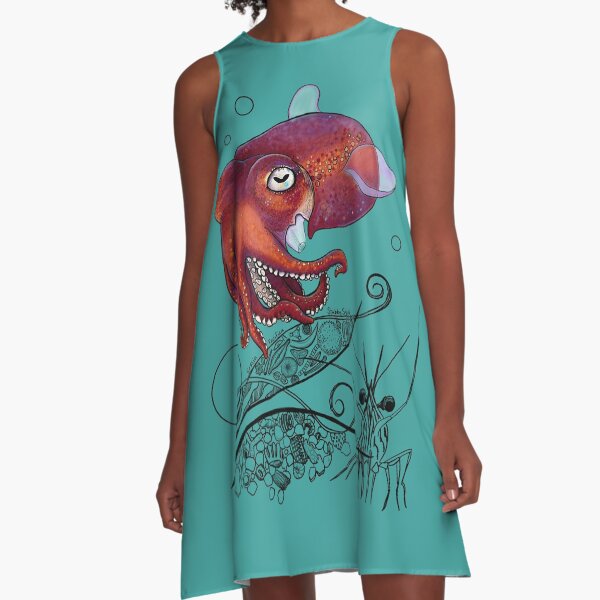 Stubby Squid Doodle A-Line Dress