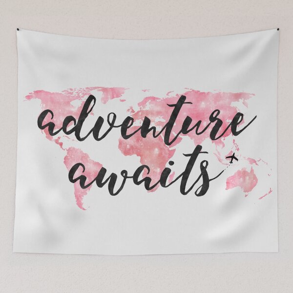 Item preview, Adventure Awaits | Pink Watercolor World Map | Wanderlust designed and sold by ABdigitaldesign.
