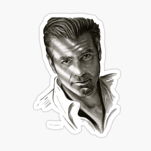 G. Clooney in black and white Sticker