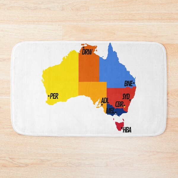 Item preview, Colorful Australian map featuring IATA capital city codes designed and sold by InVisibleColors.