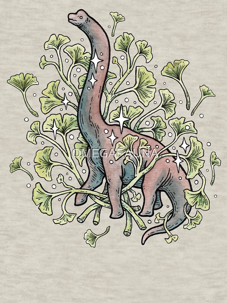 Thumbnail 7 of 7, Classic T-Shirt, Brachio Ginkgo | Calm Color Palette | Dinosaur Botanical Art designed and sold by OMEGAFAUNA.