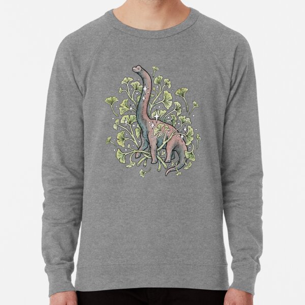 Brachio Ginkgo | Calm Color Palette | Dinosaur Botanical Art Lightweight Sweatshirt
