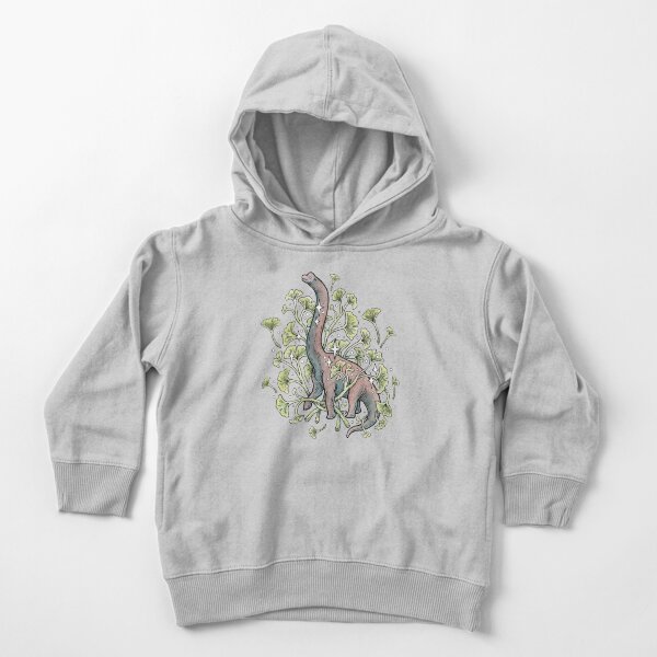 Brachio Ginkgo | Calm Color Palette | Dinosaur Botanical Art Toddler Pullover Hoodie
