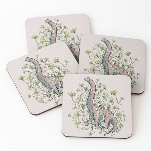 Item preview, Brachio Ginkgo | Calm Color Palette | Dinosaur Botanical Art designed and sold by OMEGAFAUNA.