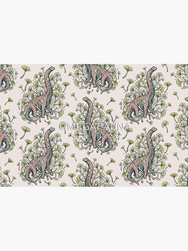 Brachio Ginkgo | Calm Color Palette | Dinosaur Botanical Art by OMEGAFAUNA