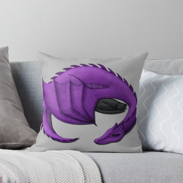 Item preview, Purple Dragon Curled Around Sleeping Cat designed and sold by shaneisadragon.