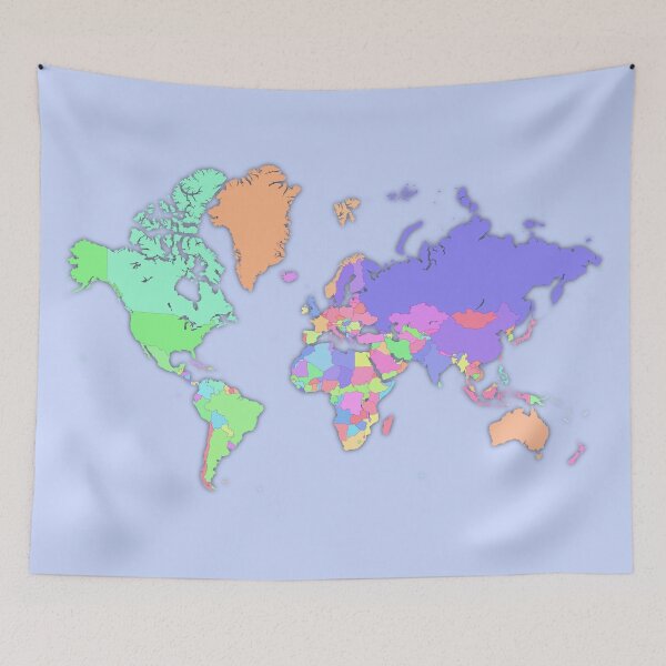 Item preview, world map with all the countries  Each country  is highlighted in different color designed and sold by mashmosh.