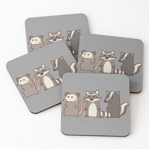 Item preview, raccoon, opossum & skunk woodland friends designed and sold by Claudia McQuilkin.