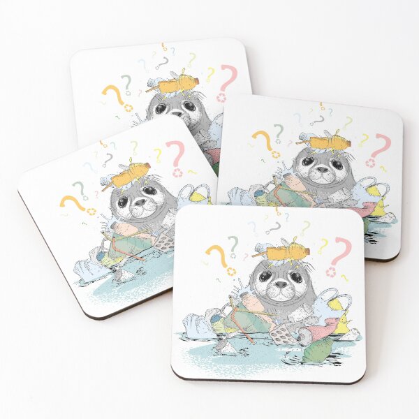 Item preview, Plastic garbage and small seal with many question marks designed and sold by Kisho.