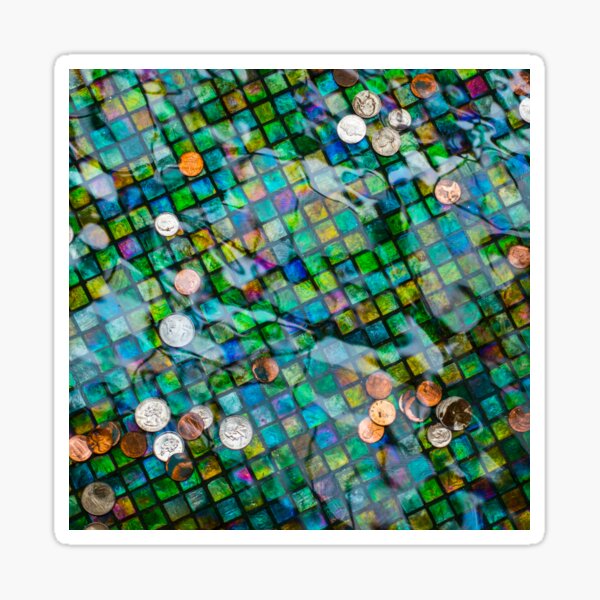 Mosaic Glass Tile Coin Fountain Sticker