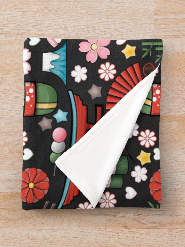 Vista alternativa de Manta Myriade de Japonais en gris oscuro - Gran cantidad de motivos japoneses kawaii