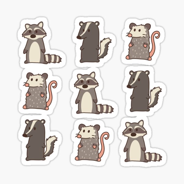 raccoon, opossum & skunk woodland friends #2 Sticker