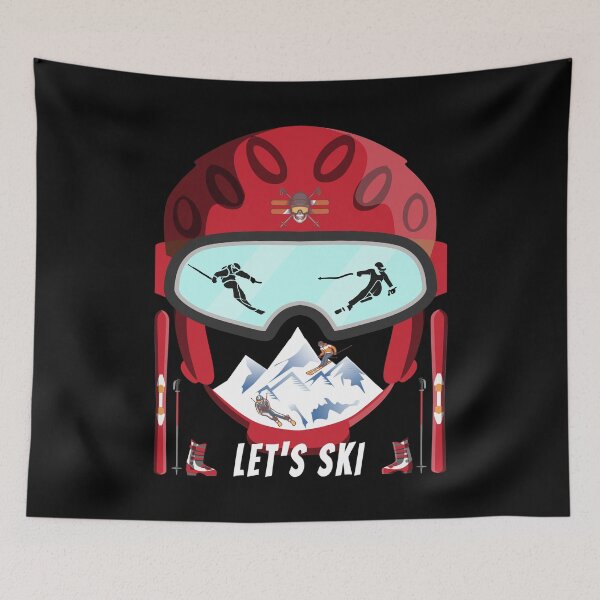 Item preview, Let's ski together design for cross country and downhill skiing designed and sold by SiRaGeckoDesign.