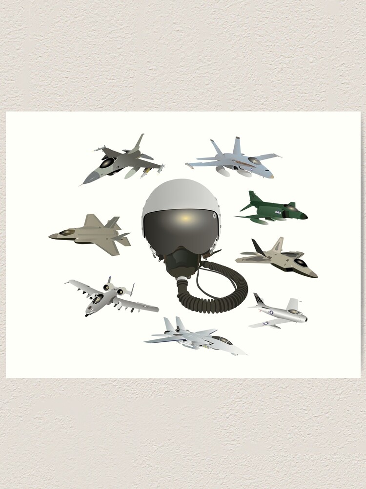 American Air Force Pilot Helmet with Airplanes