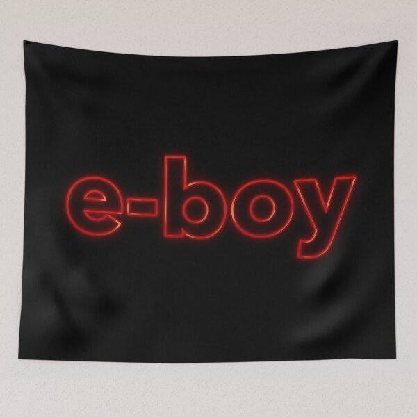 Item preview, e-boy text red glow aesthetic print black  designed and sold by Uniskull.