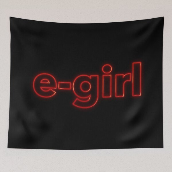 Item preview, e-girl text red glow aesthetic print black  designed and sold by Uniskull.
